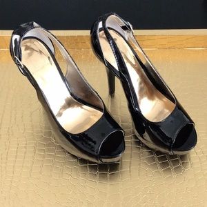 Material Girl Black Havic Heels SZ 7 1/2